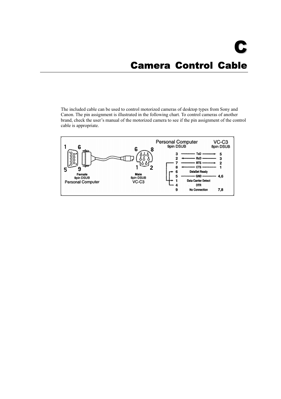 Appendix c, Camera control cable | Moxa Technologies 2140 User Manual | Page 91 / 100