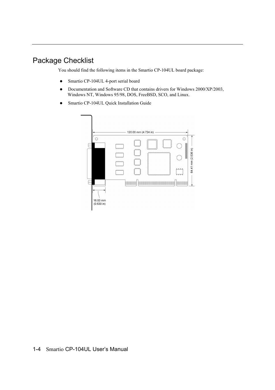 Package checklist, Package checklist -4 | Moxa Technologies CP-104UL User Manual | Page 10 / 69
