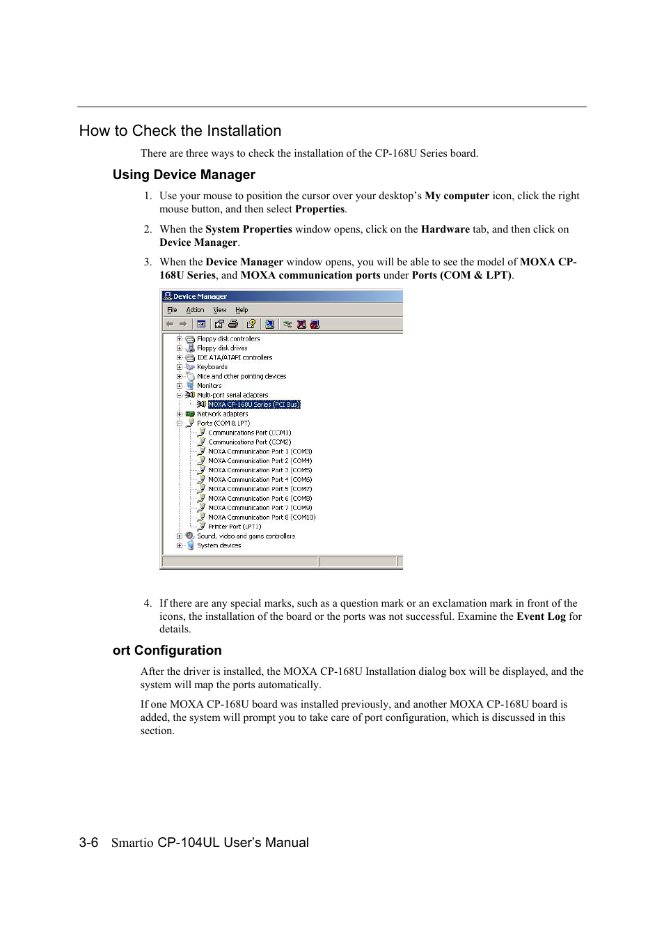 How to check the installation, How to check the installation -6 | Moxa Technologies CP-104UL User Manual | Page 20 / 69