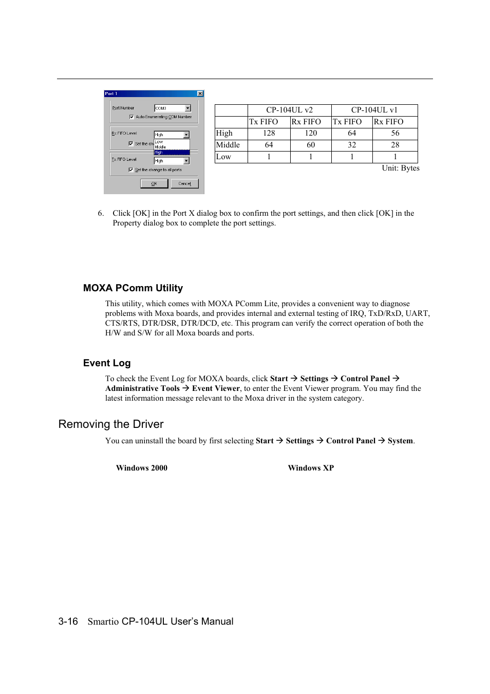 Removing the driver, Removing the driver -16 | Moxa Technologies CP-104UL User Manual | Page 30 / 69