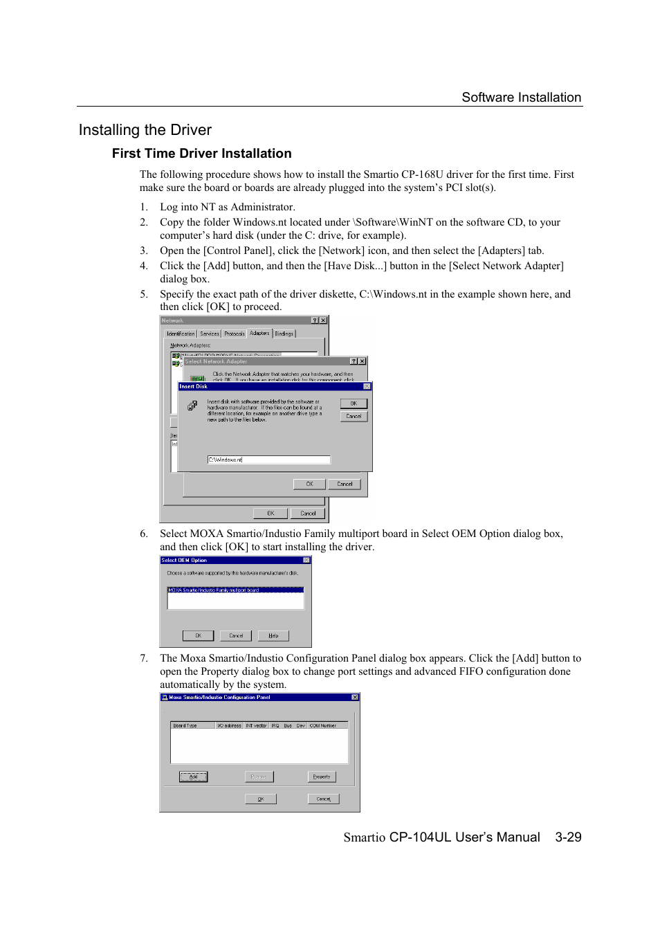 Installing the driver, Installing the driver -29 | Moxa Technologies CP-104UL User Manual | Page 43 / 69