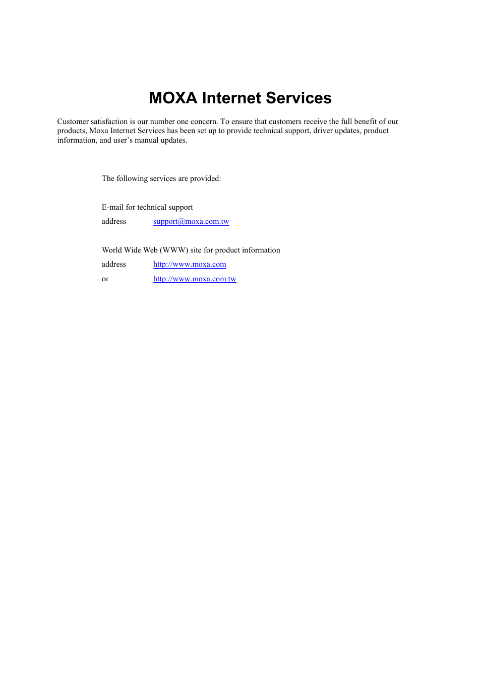 Moxa internet services | Moxa Technologies CP-104UL User Manual | Page 5 / 69