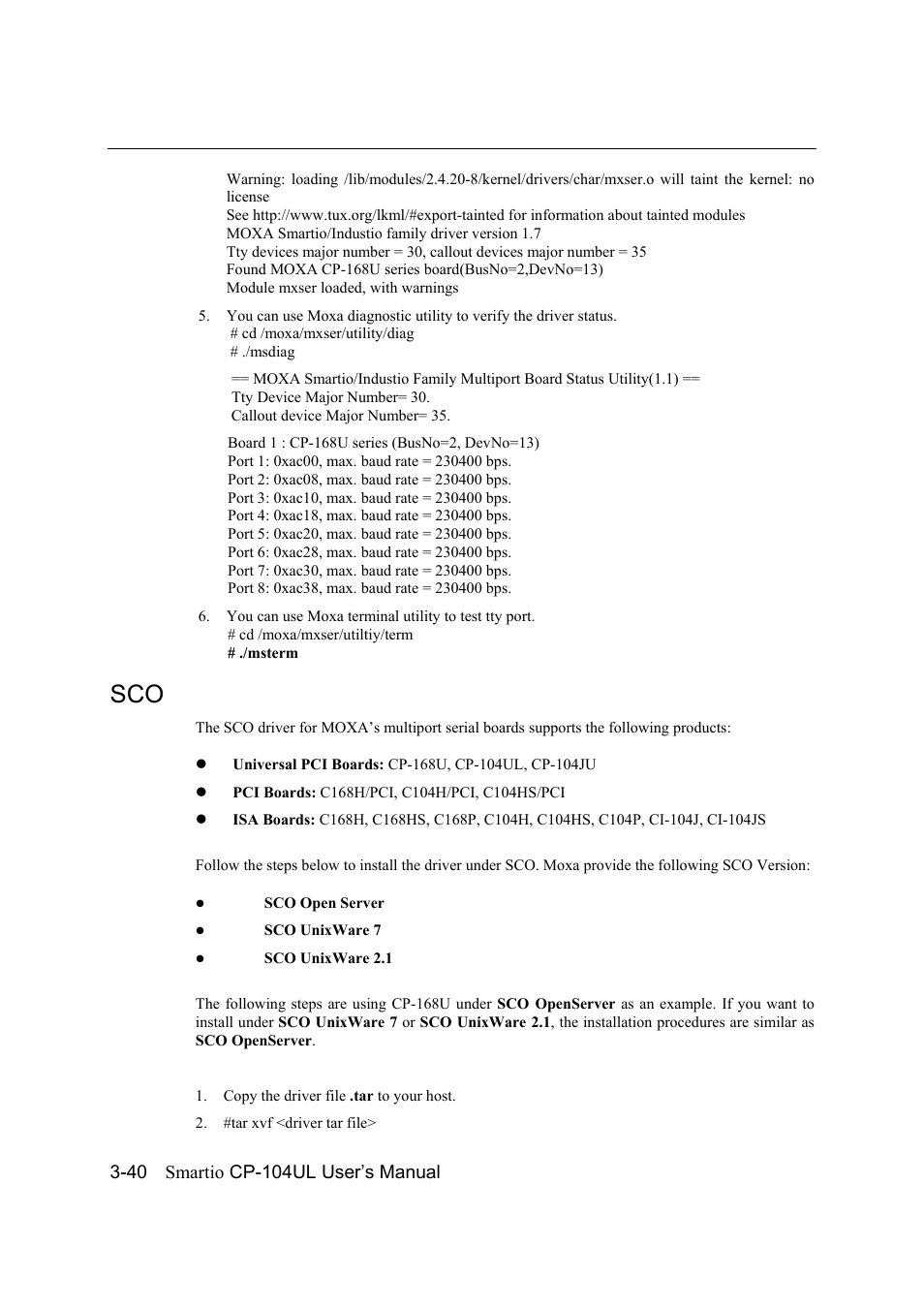 Sco -40 | Moxa Technologies CP-104UL User Manual | Page 54 / 69