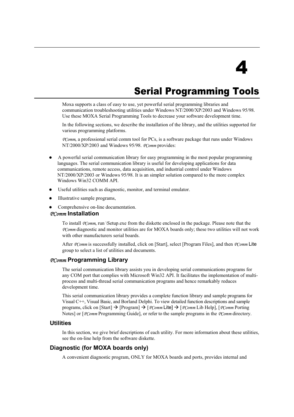 Serial programming tools, 4 serial programming tools -1, 4serial programming tools | Moxa Technologies CP-104UL User Manual | Page 59 / 69