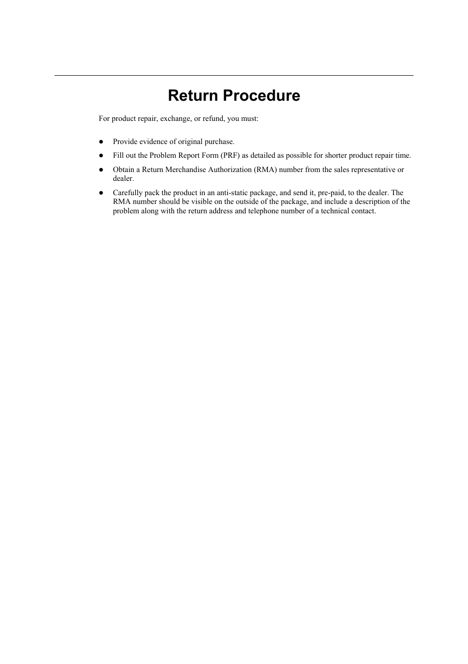 Return procedure | Moxa Technologies CP-104UL User Manual | Page 69 / 69