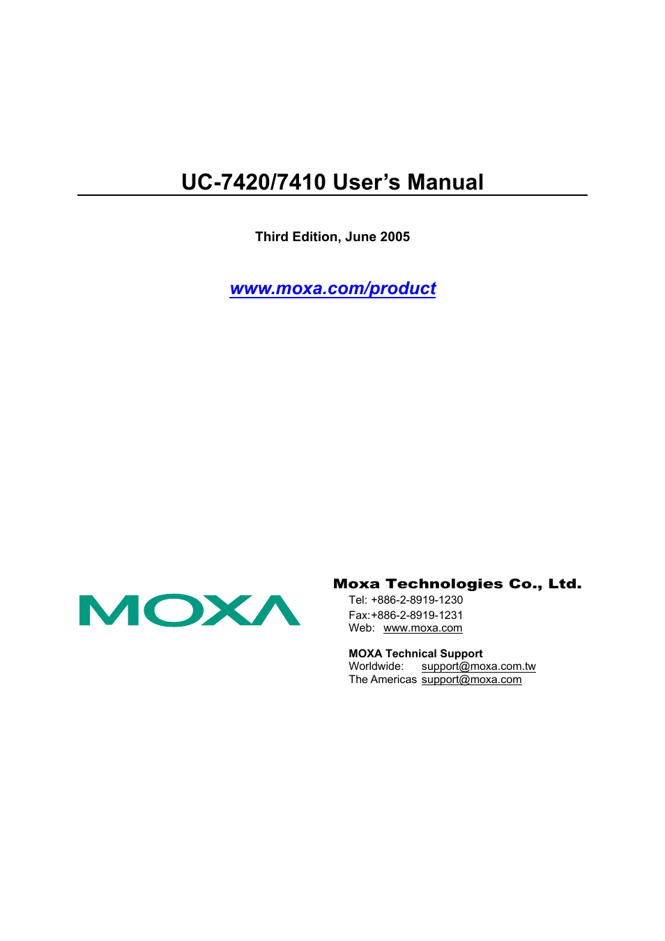 Moxa Technologies UC-7420/7410 User Manual | 106 pages