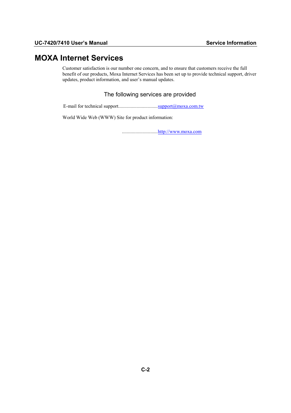 Moxa internet services | Moxa Technologies UC-7420/7410 User Manual | Page 104 / 106