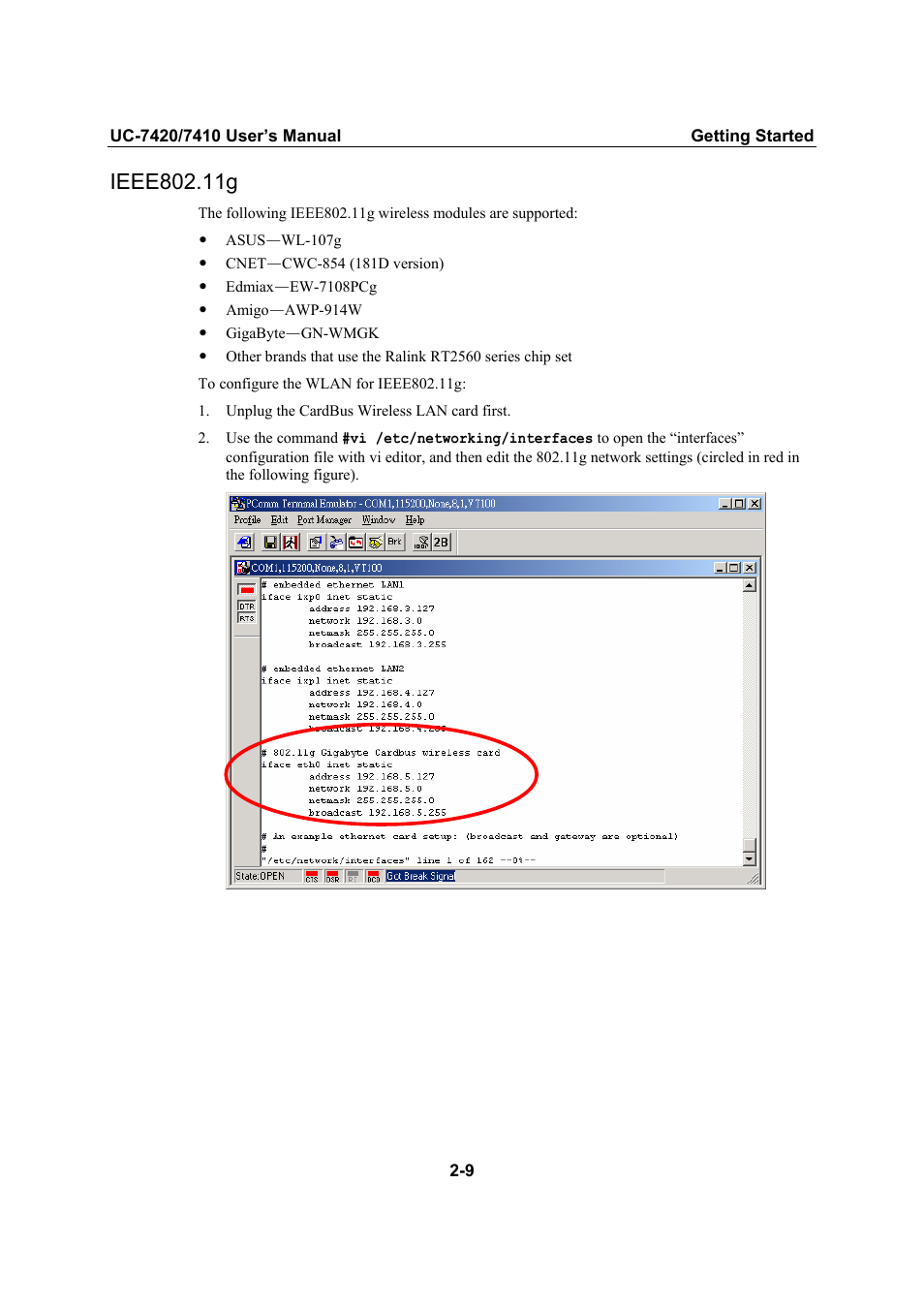 Ieee802.11g, Ieee802.11g -9 | Moxa Technologies UC-7420/7410 User Manual | Page 29 / 106