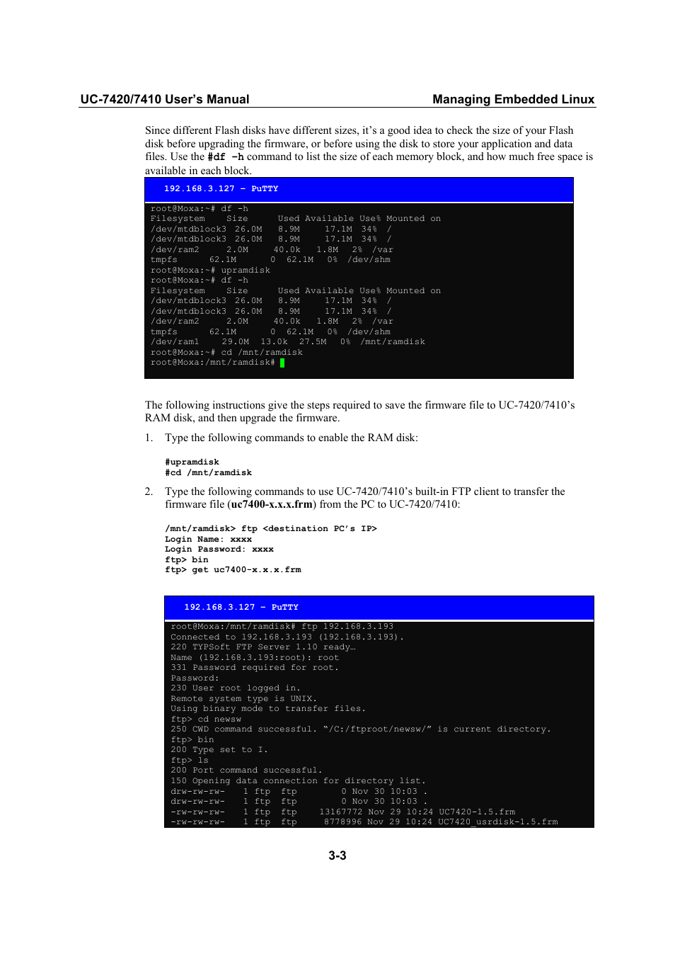 Loading factory defaults | Moxa Technologies UC-7420/7410 User Manual | Page 43 / 106