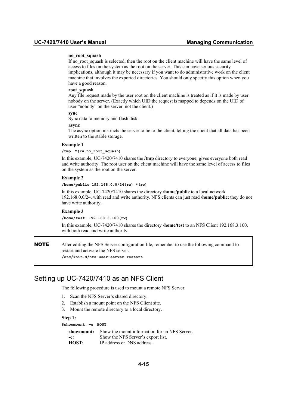 Setting up uc-7420/7410 as an nfs client, Setting up uc-7420/7410 as an nfs client -15 | Moxa Technologies UC-7420/7410 User Manual | Page 67 / 106