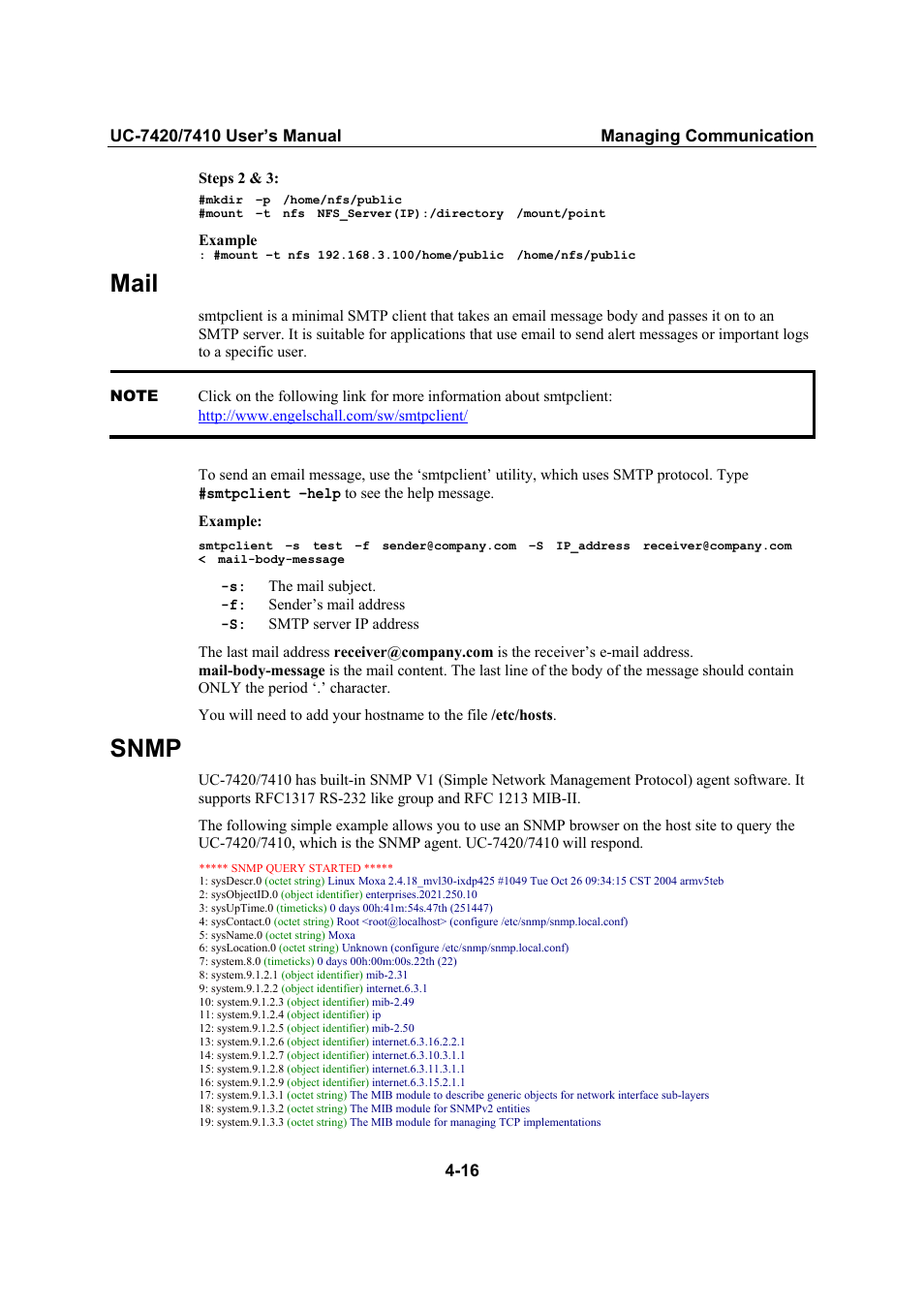 Mail, Snmp | Moxa Technologies UC-7420/7410 User Manual | Page 68 / 106