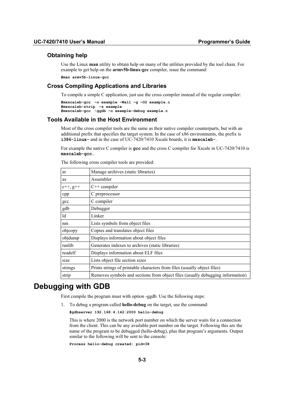 Debugging with gdb | Moxa Technologies UC-7420/7410 User Manual | Page 79 / 106