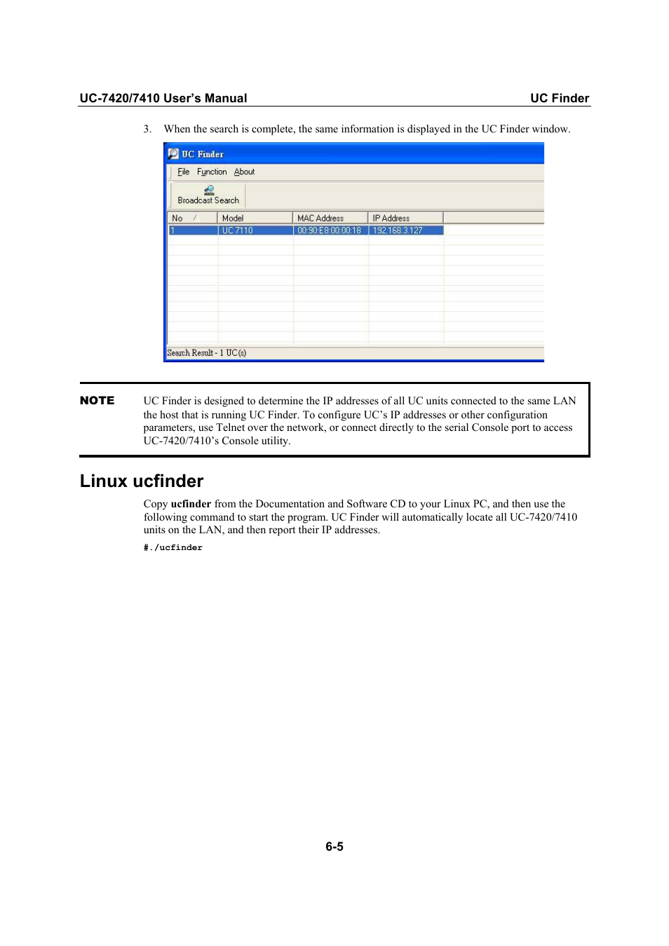 Linux ucfinder | Moxa Technologies UC-7420/7410 User Manual | Page 92 / 106