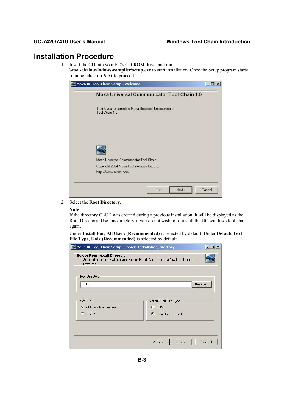 Installation procedure | Moxa Technologies UC-7420/7410 User Manual | Page 97 / 106