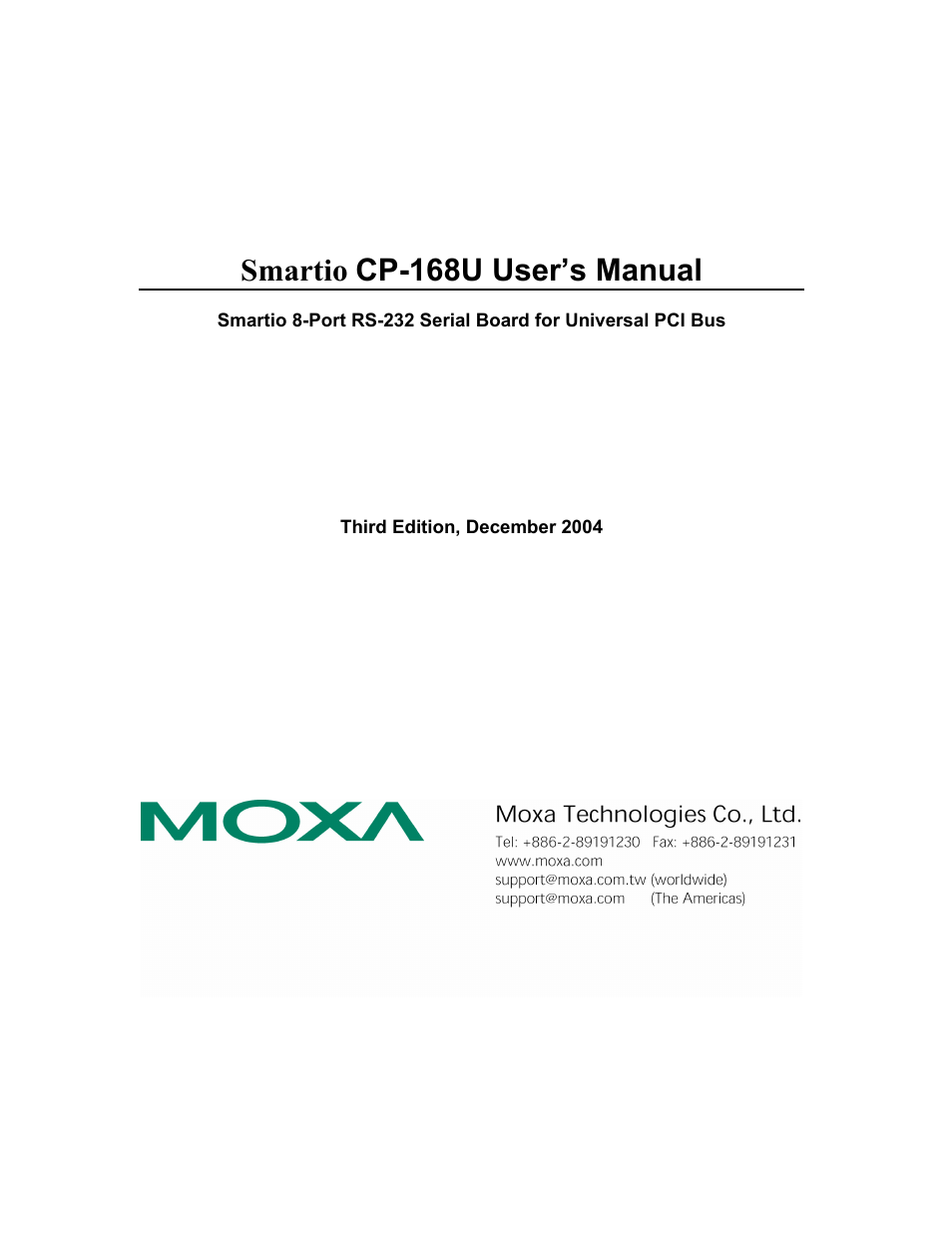 Moxa Technologies CP-168U User Manual | 86 pages