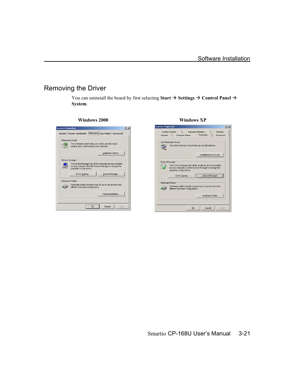 Removing the driver | Moxa Technologies CP-168U User Manual | Page 37 / 86