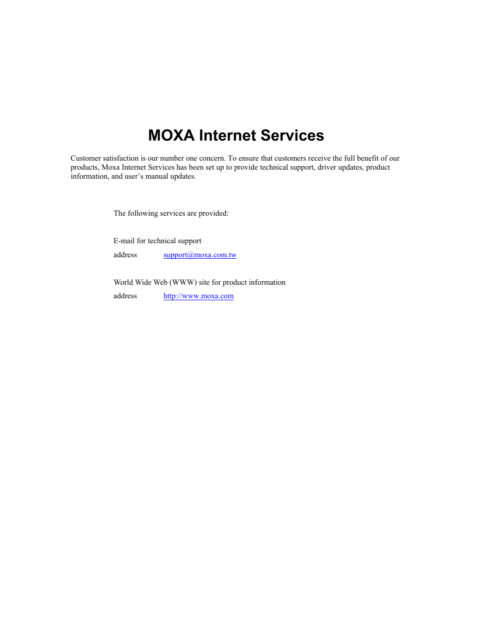 Moxa internet services | Moxa Technologies CP-168U User Manual | Page 5 / 86