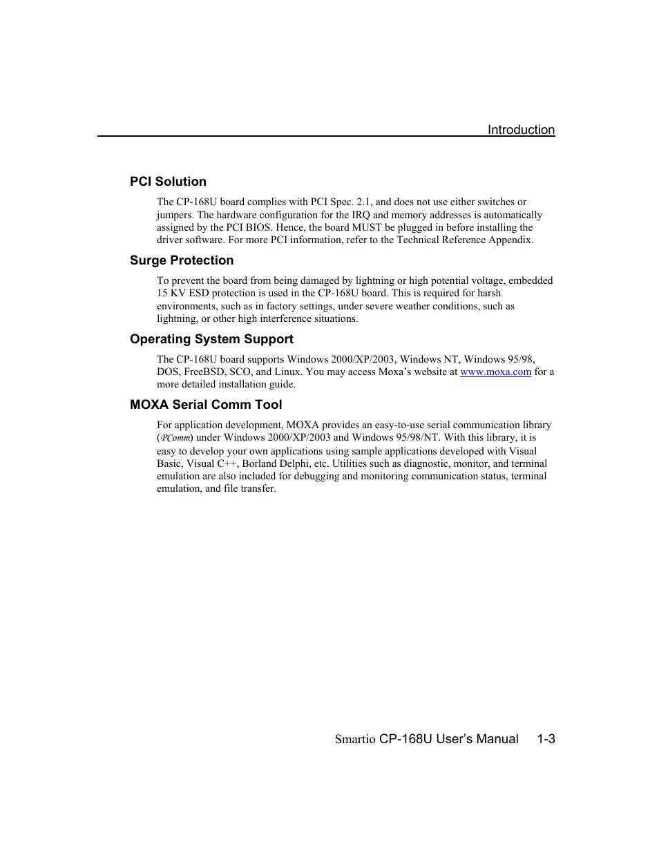 Moxa Technologies CP-168U User Manual | Page 9 / 86