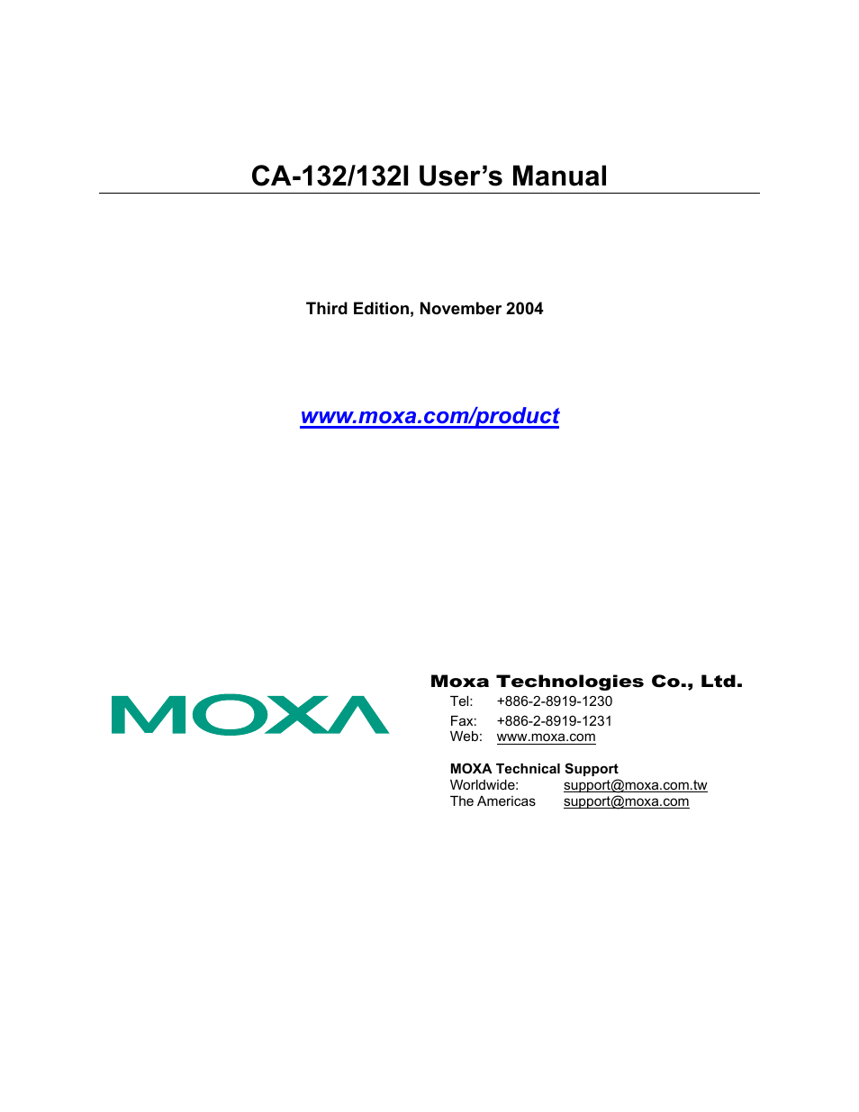 Moxa Technologies CA-132/132I User Manual | 49 pages