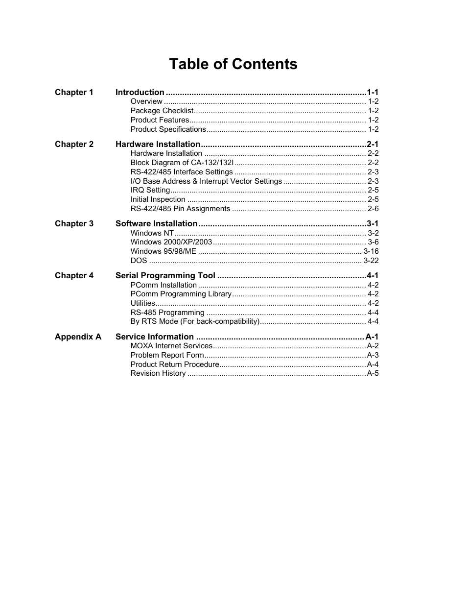 Moxa Technologies CA-132/132I User Manual | Page 4 / 49