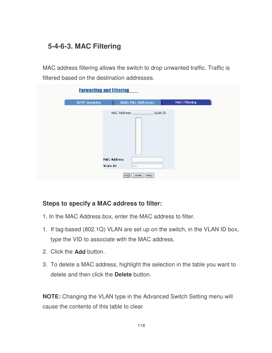 4-6-3. mac filtering | Milan Technology MIL-SME801P User Manual | Page 124 / 155