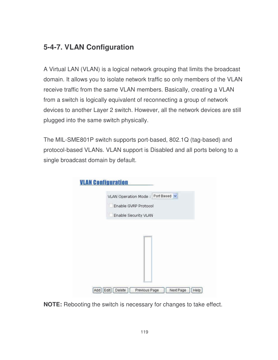 4-7. vlan configuration | Milan Technology MIL-SME801P User Manual | Page 125 / 155