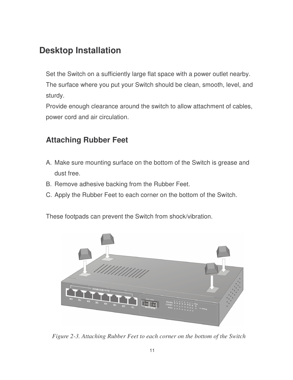 Desktop installation, Attaching rubber feet | Milan Technology MIL-SME801P User Manual | Page 17 / 155