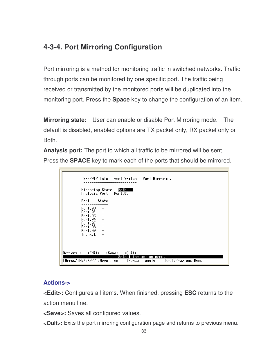 3-4. port mirroring configuration | Milan Technology MIL-SME801P User Manual | Page 39 / 155