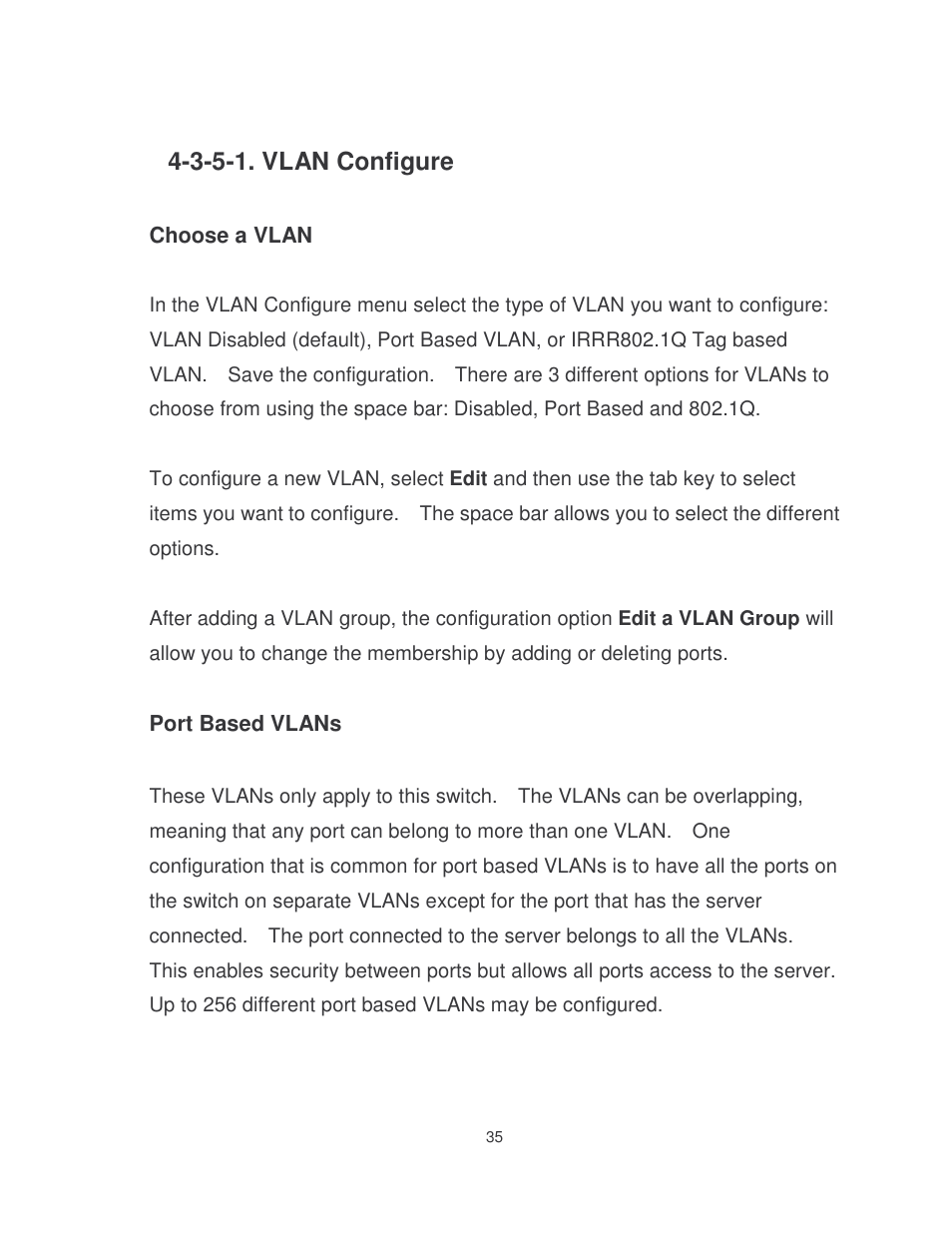 3-5-1. vlan configure | Milan Technology MIL-SME801P User Manual | Page 41 / 155