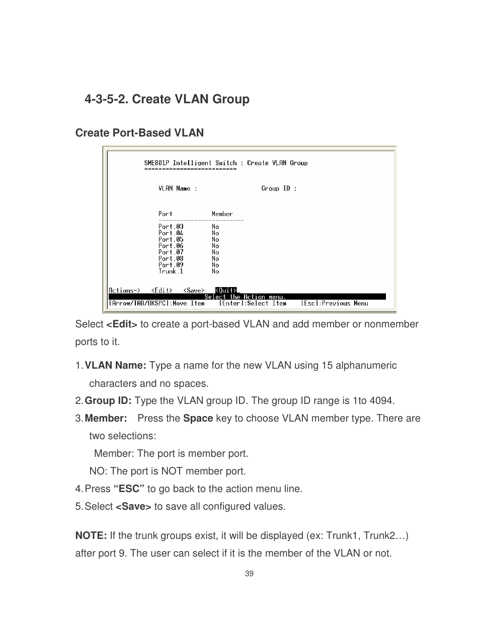 3-5-2. create vlan group | Milan Technology MIL-SME801P User Manual | Page 45 / 155