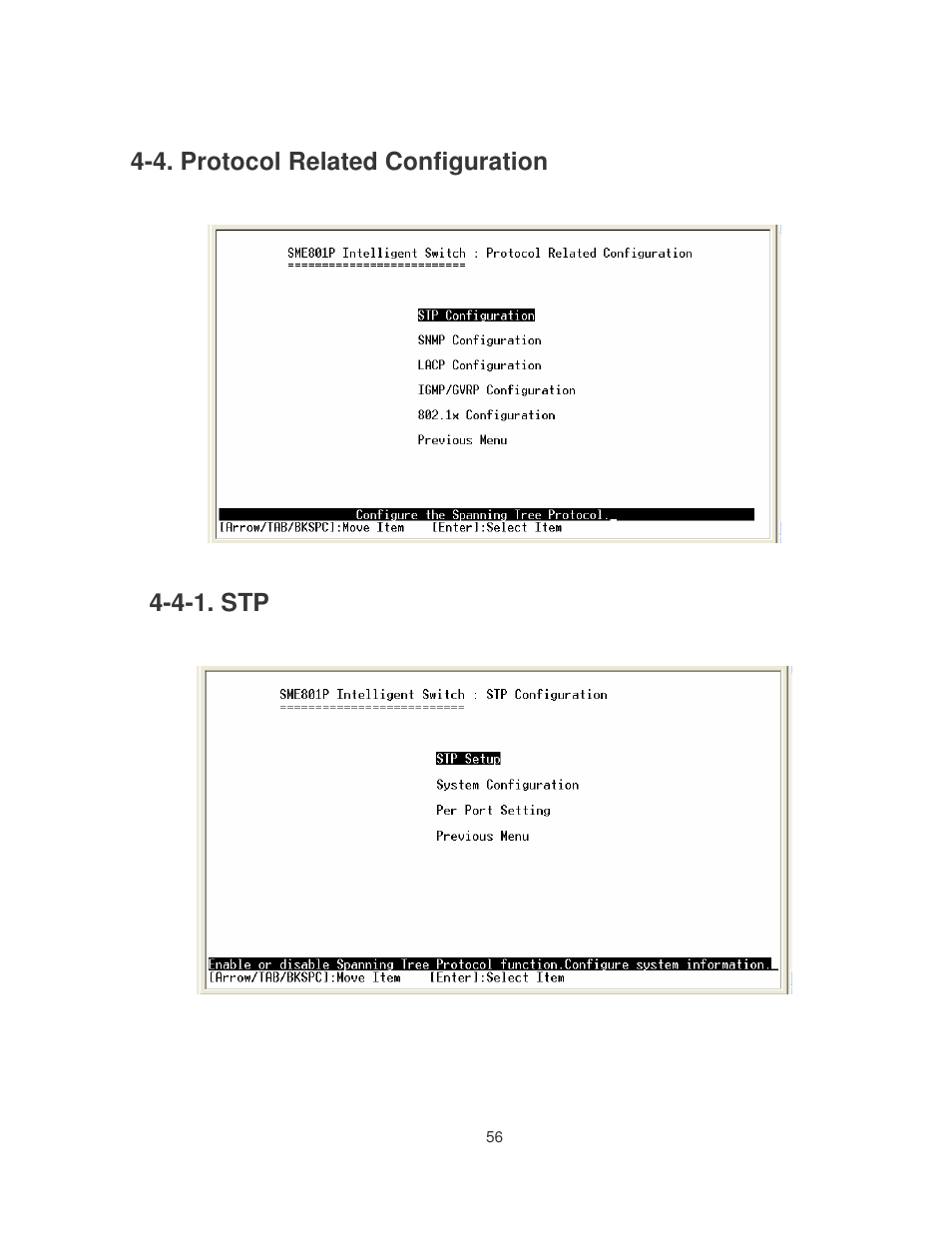 4. protocol related configuration, 4-1. stp | Milan Technology MIL-SME801P User Manual | Page 62 / 155