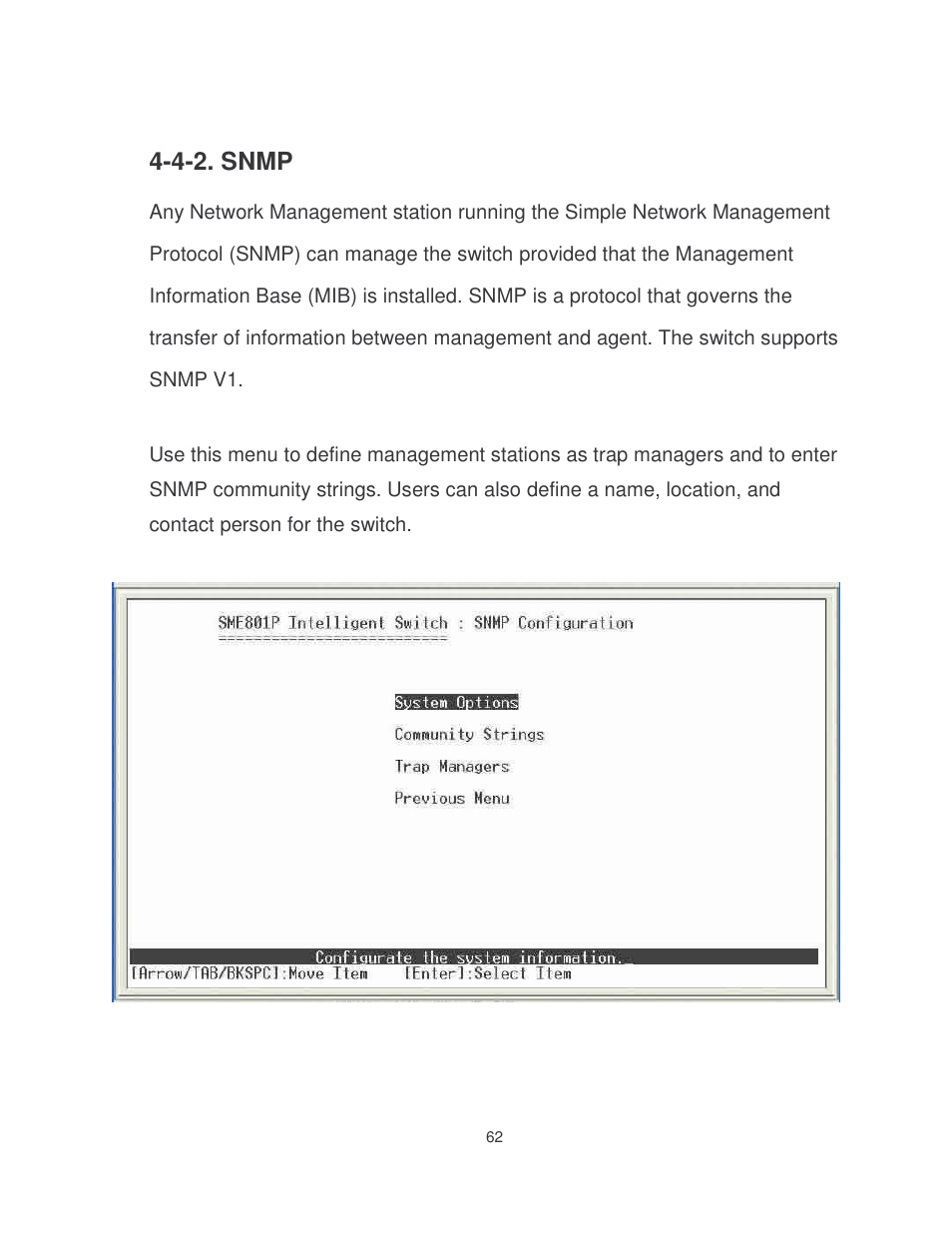 4-2. snmp | Milan Technology MIL-SME801P User Manual | Page 68 / 155