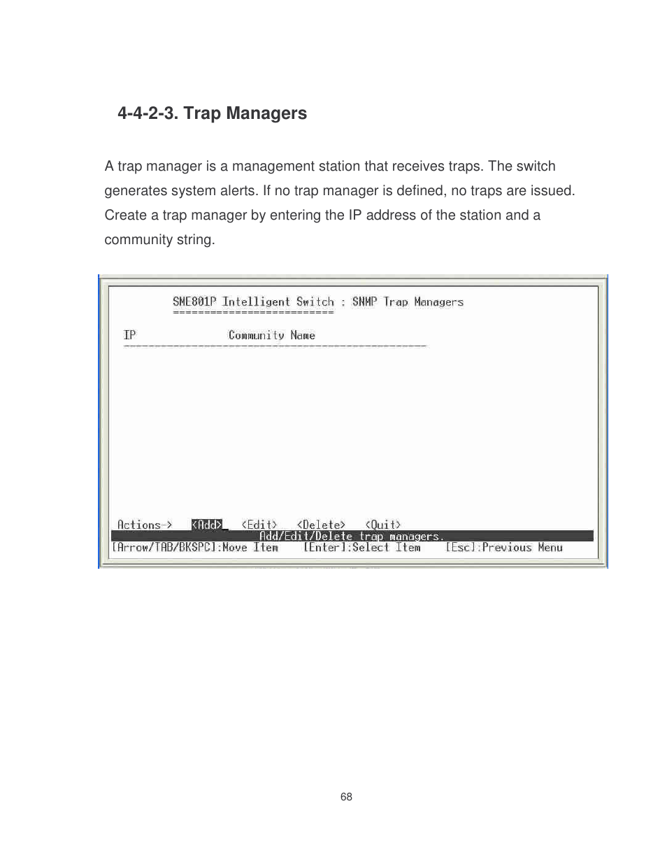 4-2-3. trap managers | Milan Technology MIL-SME801P User Manual | Page 74 / 155
