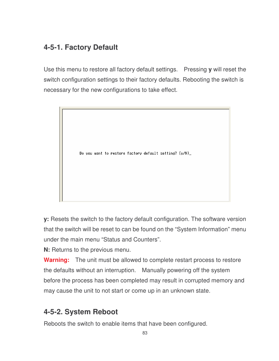 5-1. factory default, 5-2. system reboot | Milan Technology MIL-SME801P User Manual | Page 89 / 155