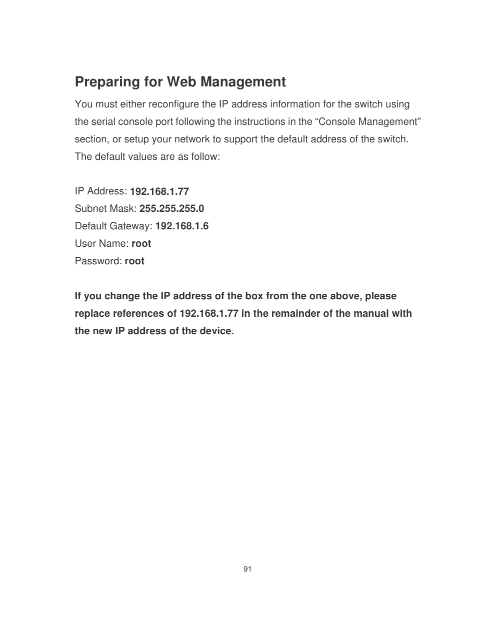 Preparing for web management | Milan Technology MIL-SME801P User Manual | Page 97 / 155