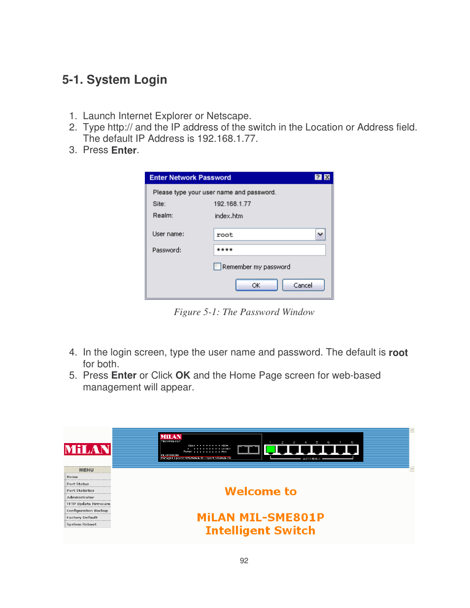 1. system login | Milan Technology MIL-SME801P User Manual | Page 98 / 155