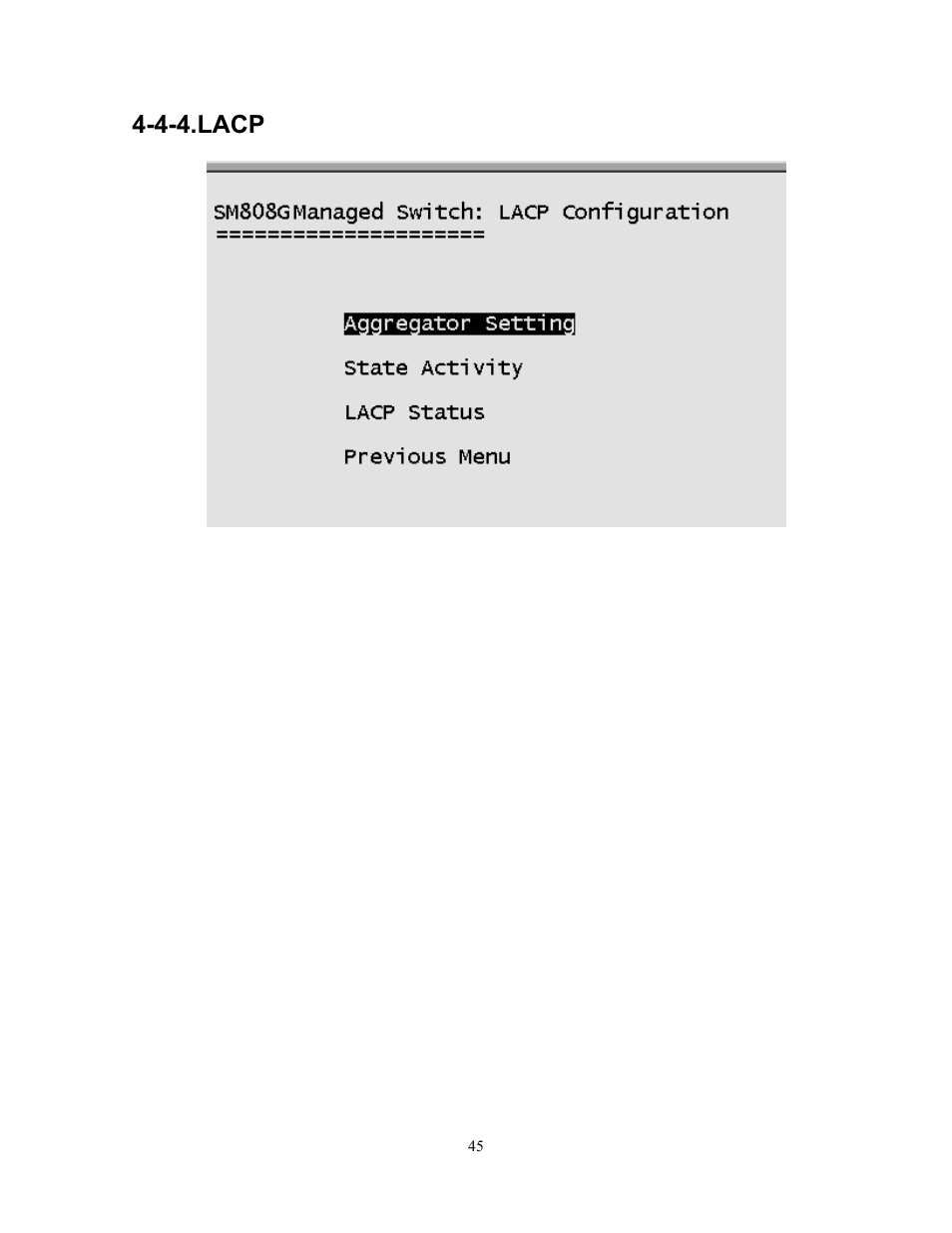 4-4. lacp, 4-4.lacp | Milan Technology MIL-SM808G User Manual | Page 49 / 88