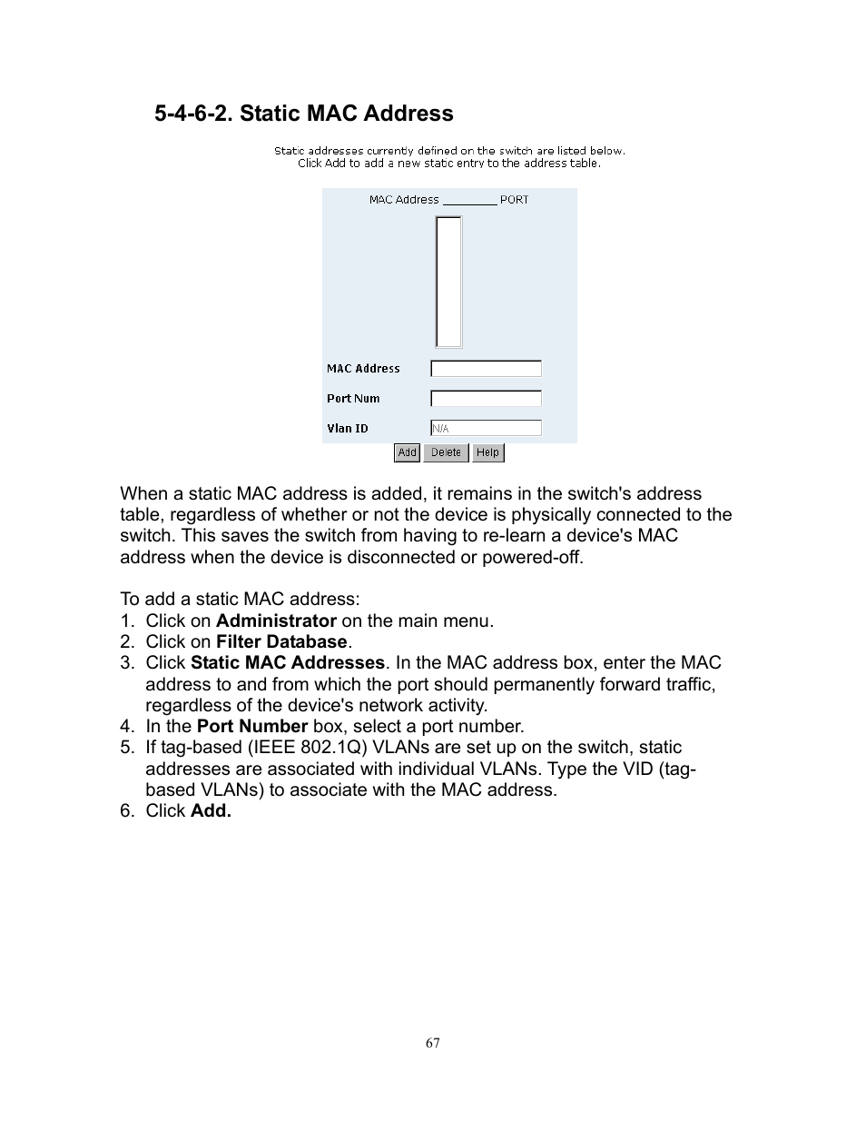 4-6-2. static mac address | Milan Technology MIL-SM808G User Manual | Page 71 / 88