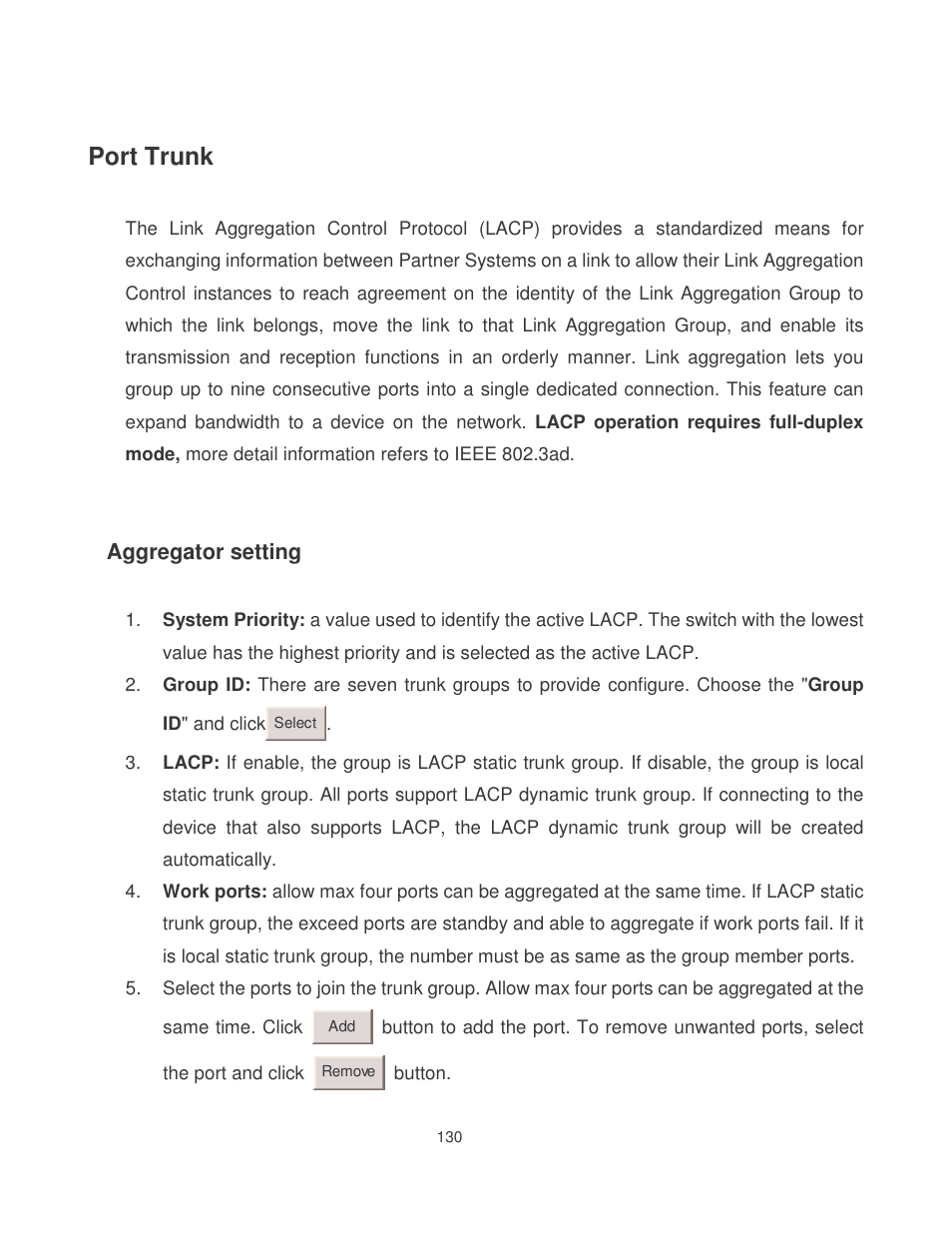 Port trunk | Milan Technology MIL-SM8002TG User Manual | Page 138 / 180