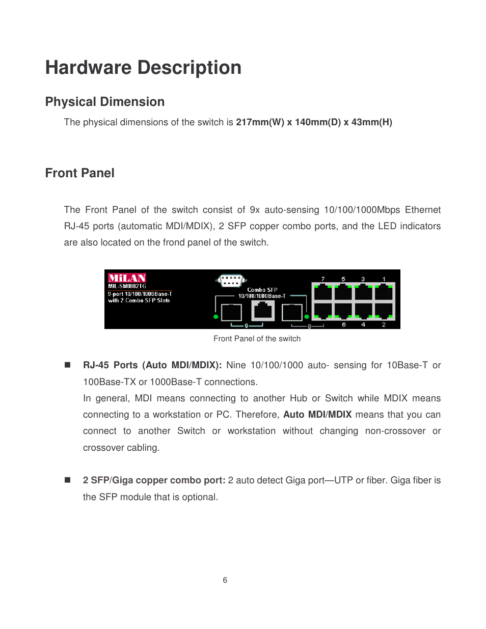 Hardware description, Physical dimension, Front panel | Milan Technology MIL-SM8002TG User Manual | Page 14 / 180