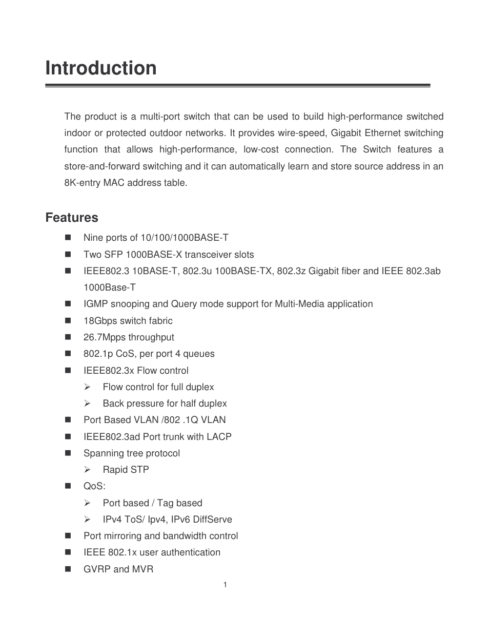 Introduction, Features | Milan Technology MIL-SM8002TG User Manual | Page 9 / 180