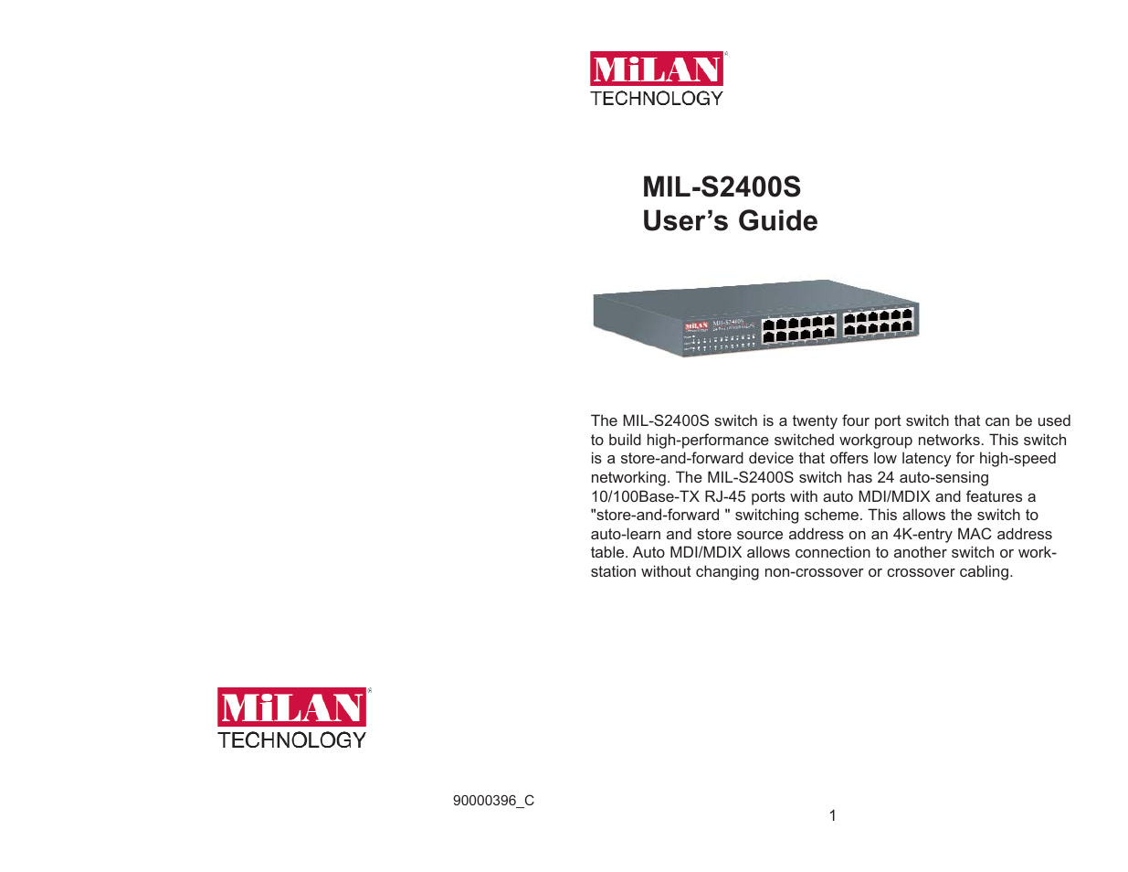 Milan Technology mil-s2400s User Manual | 4 pages