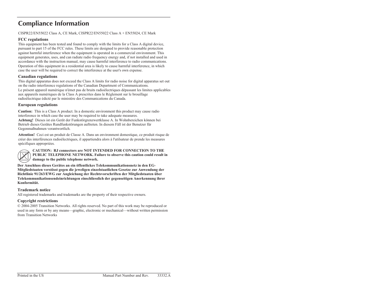 Compliance information | Milan Technology NDM-FTX-XX-01 User Manual | Page 5 / 5
