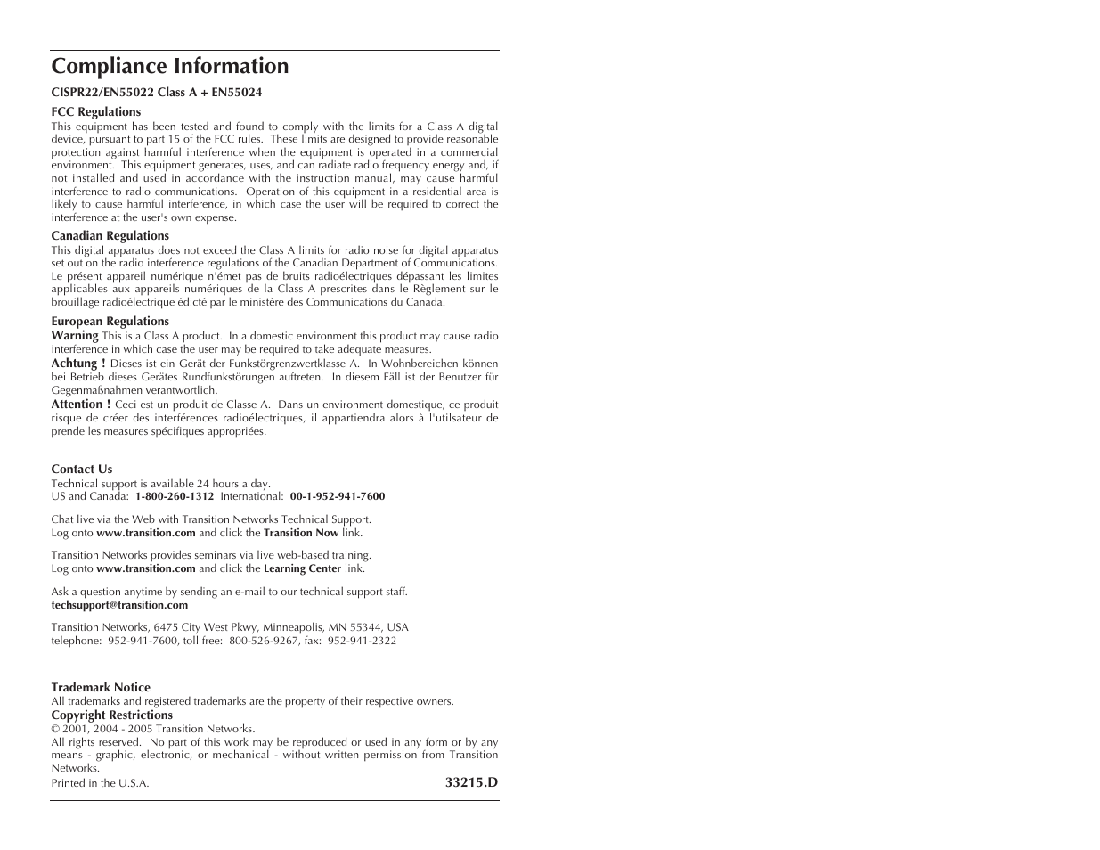 Compliance information | Milan Technology CCSF30XX-100 User Manual | Page 7 / 7