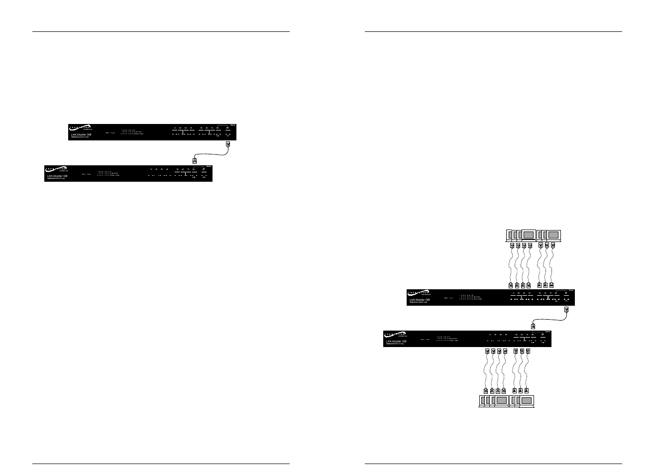 Optionally cascading two lan master™ tx8 hubs, Connecting 100base-tx cable | Milan Technology HB-E-TX-8 User Manual | Page 10 / 10