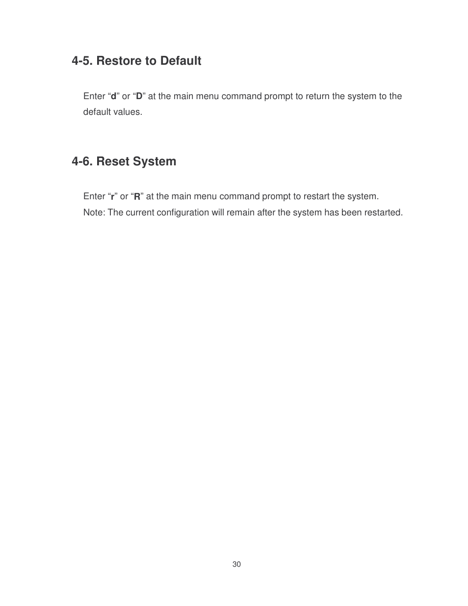 5. restore to default, 6. reset system | Milan Technology MIL-S8001TG User Manual | Page 34 / 39