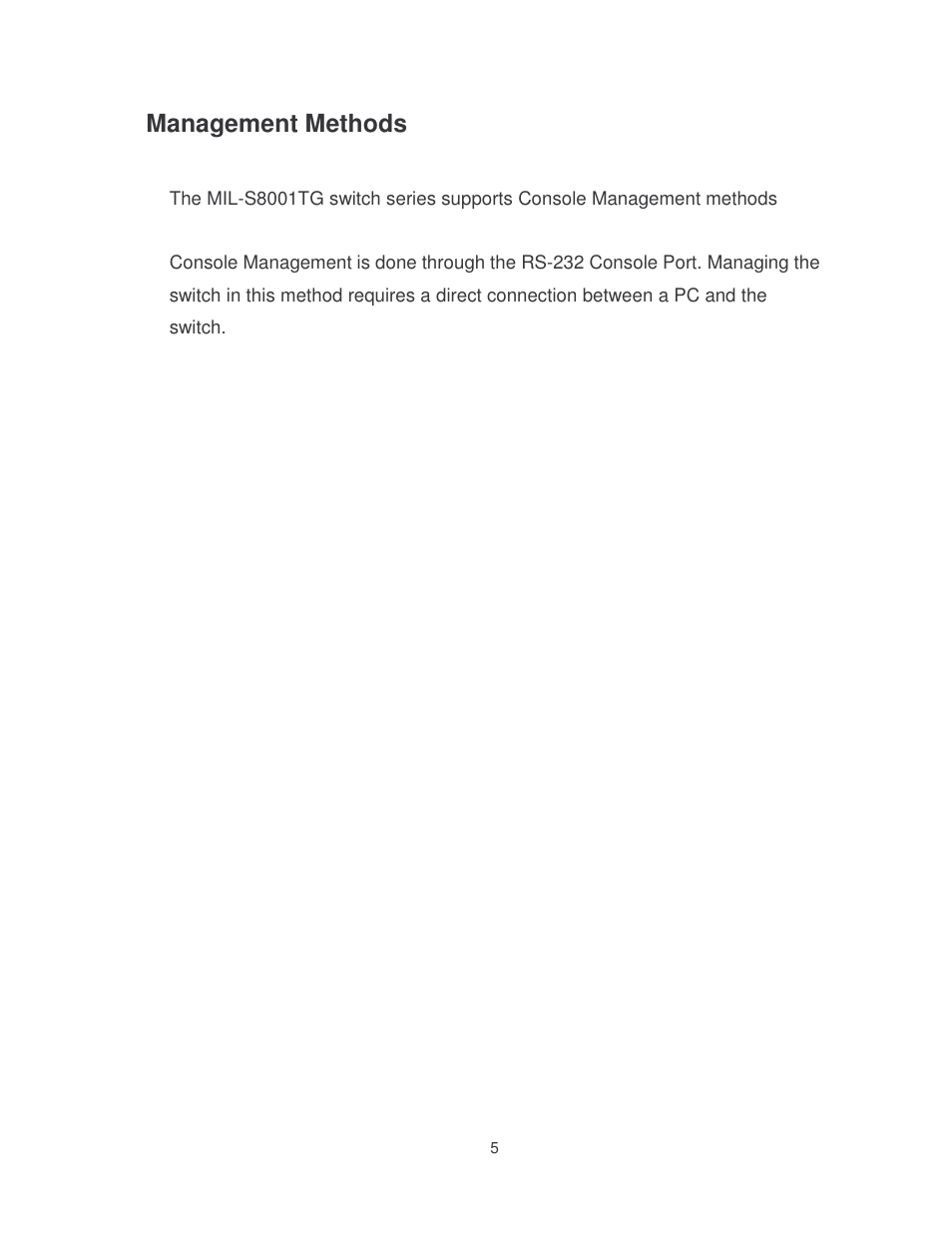 Management methods | Milan Technology MIL-S8001TG User Manual | Page 9 / 39