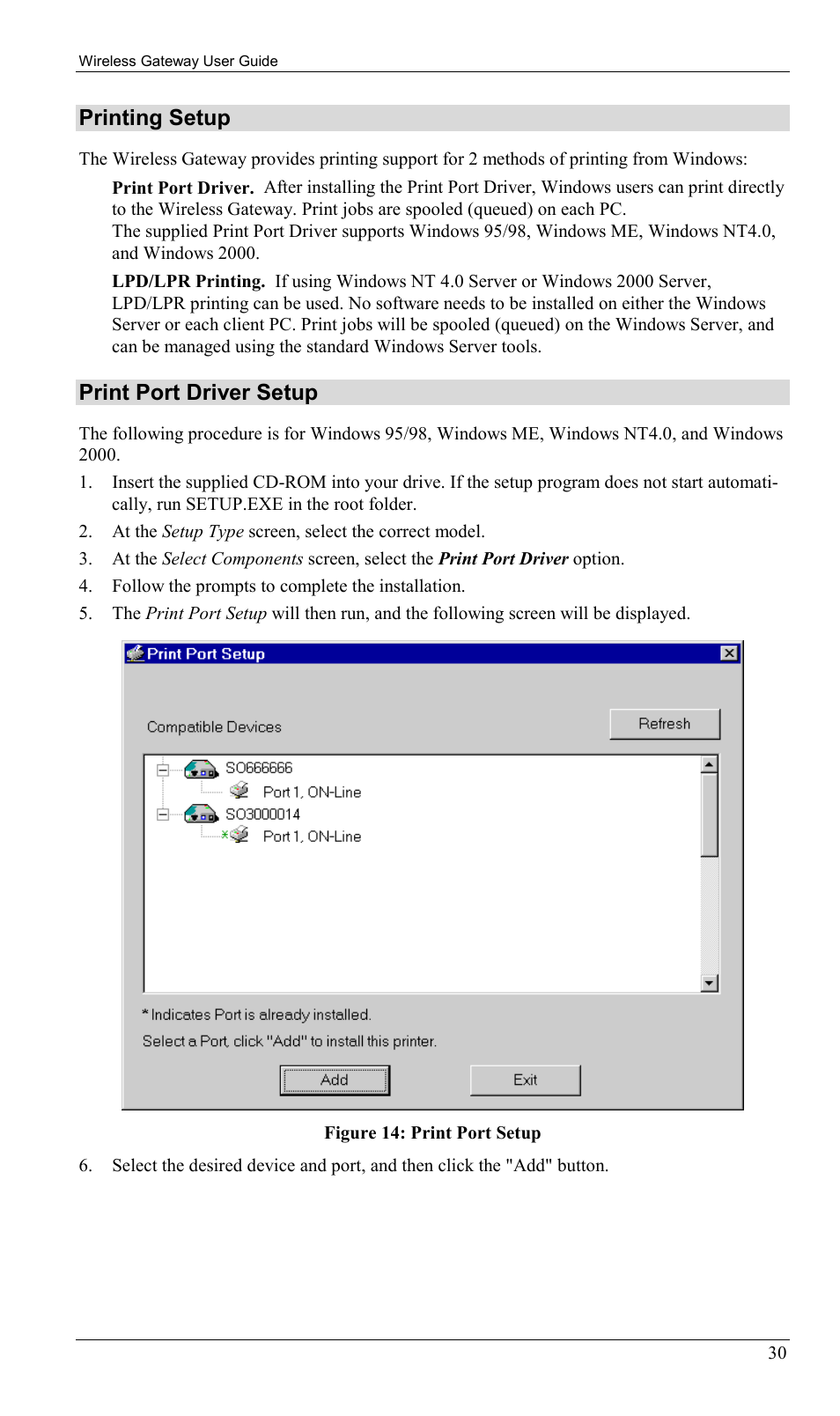 Printing setup, Print port driver setup | Milan Technology MIL-W0311 User Manual | Page 33 / 100