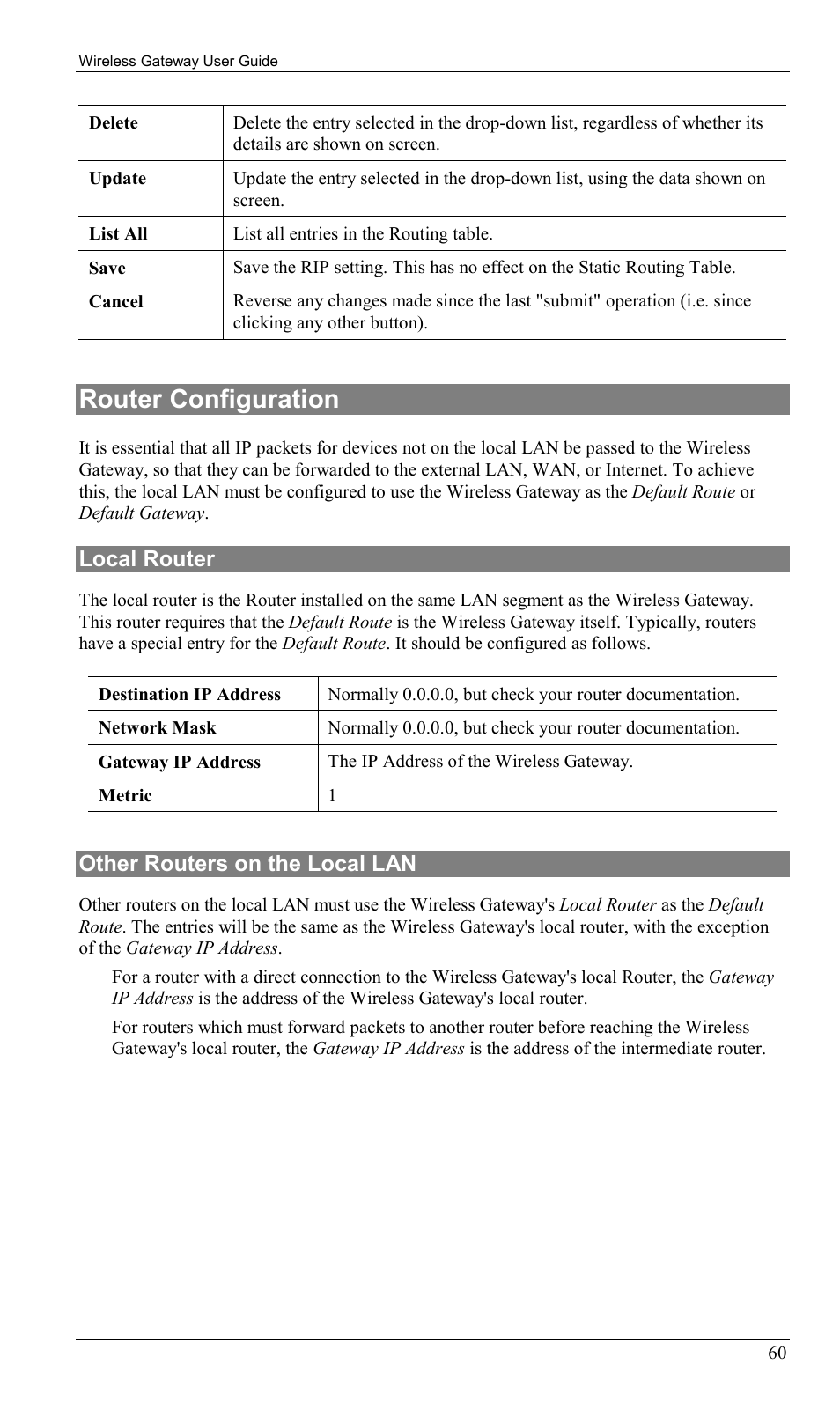 Router configuration, Local router, Other routers on the local lan | Milan Technology MIL-W0311 User Manual | Page 63 / 100