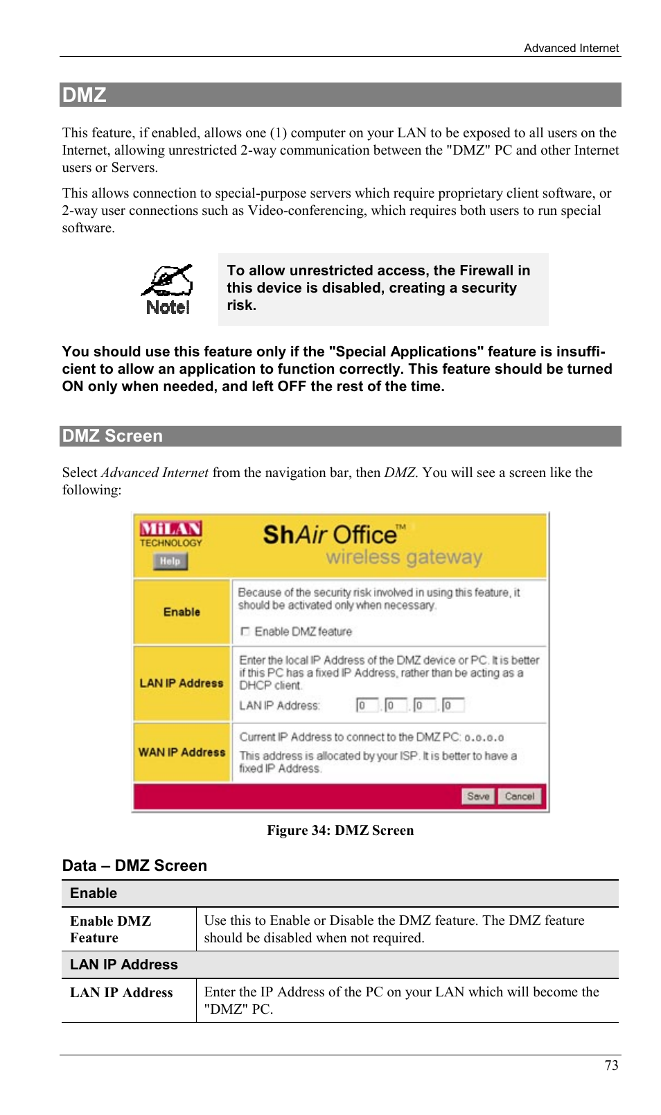 Dmz screen | Milan Technology MIL-W0311 User Manual | Page 76 / 100